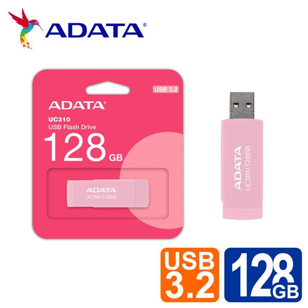 威剛 UC310 128GB USB3.2旋轉隨身碟(粉)