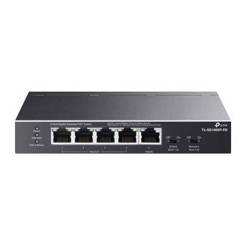 TP-LINK 5埠 Gigabit 桌上型 PoE+ 交換器(含 1 埠 PoE++ 輸入及 4 埠 PoE+ 輸出) ( TL-SG1005P-PD(UN) Ver:1.0 )